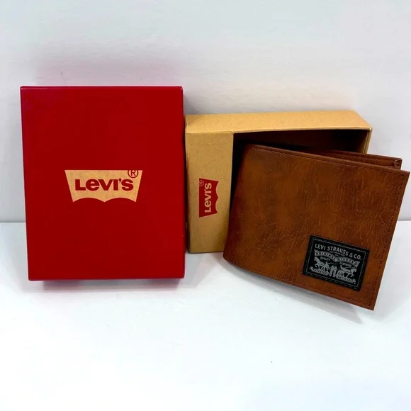 LEVI'S, MENS BROWN SINGLE FOLD MEN'S WALLET, RFID PROTECTION - Picture 1 of 12